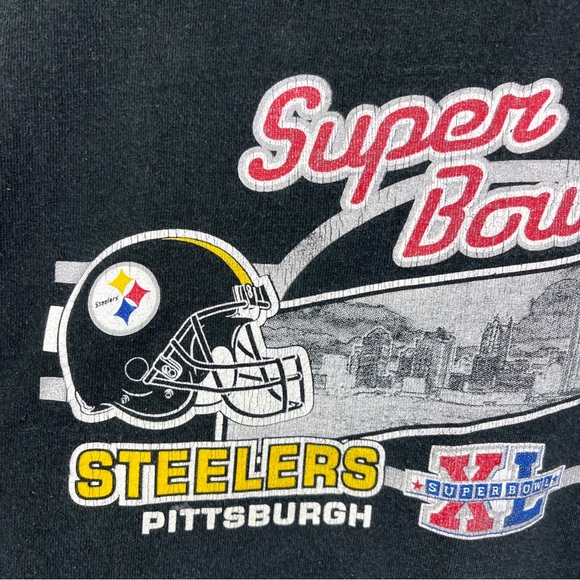 Pittsburgh Steelers Tshirt NFL Black Size XL Super Bowl XL Seahawks Distressed - Picture 3 of 14